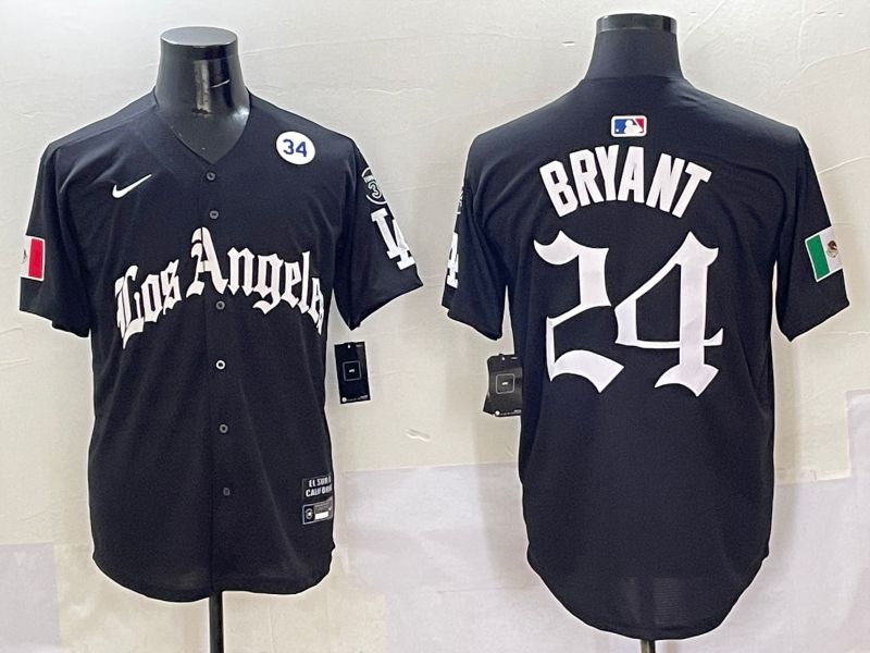 Men Los Angeles Dodgers #24 Bryant Black Five generations Joint Name 2025 Nike MLB Jersey style 12->->